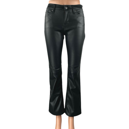 NEW Banana Republic Black Faux Vegan Leather Mid Rise Flared Bootcut Pants Sz 24