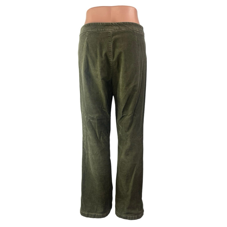 Jones Sport Women Green Corduroy Stretch High Rise Flare Trousers Pants Size 10
