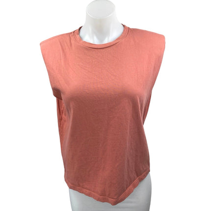 AllSaints Women's Pink Orange Sleeveless Crew Neck Muscle Tee Tank Top Size S