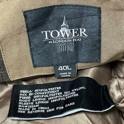 Tower Men's Tan Long Sleeves Belted Double Breasted Trench Coat Jacket Size 40M