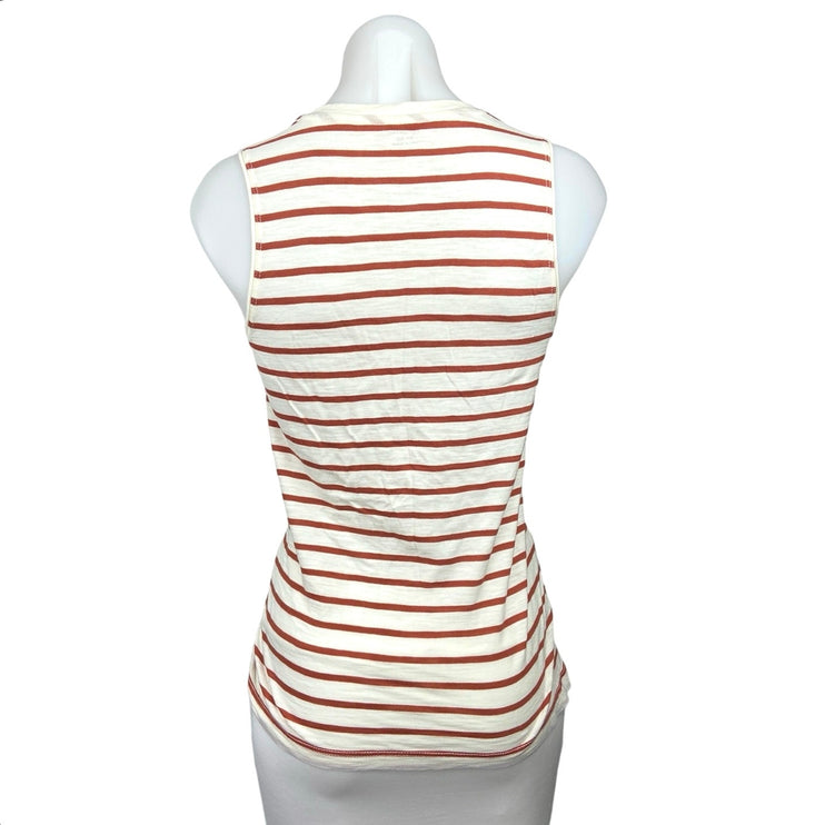 Madewell NWT White Red Cotton Striped V Neck Chest Pocket Tank Top Size XS