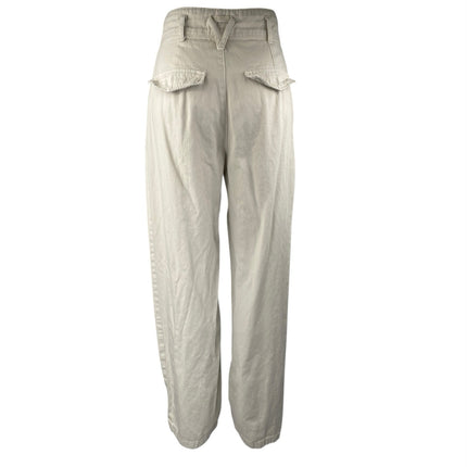 Stradivarius Women's White High Waisted Pleated Wide Leg Trousers Pants Size 4