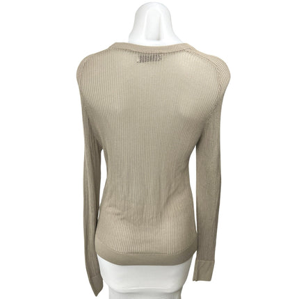 Zara Women's Beige Long Sleeve Round Neck Semi Sheer Pullover Sweater Top Size S