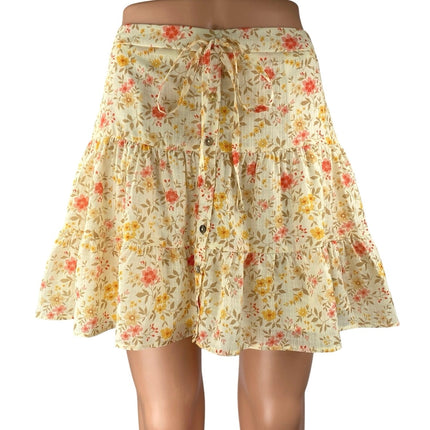 Princess Polly Multicolor Floral Button Tiered Mini A-Line Flared Skirt Size 6