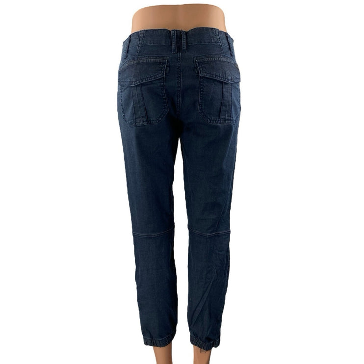 NEW Sanctuary Women's Blue Mid Rise Tapered Cropped Jogger Denim Jeans Size 26