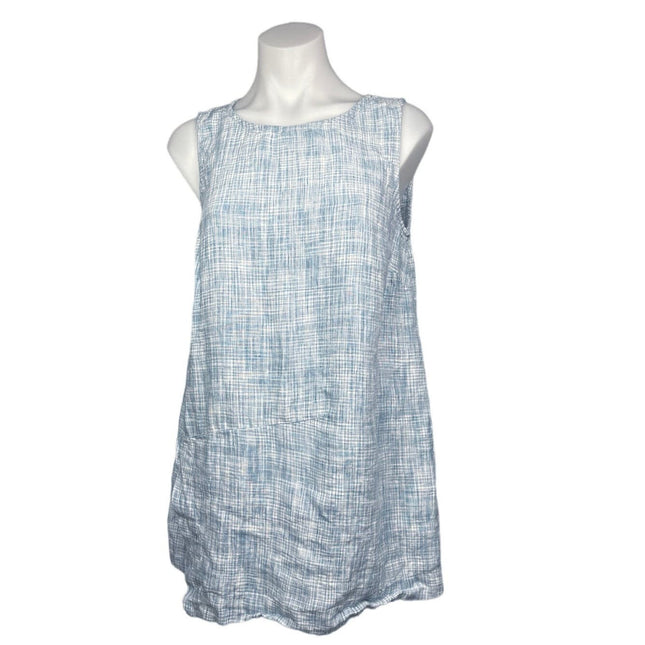 J.Jill Pure Jill Blue White 100% Linen Sleeveless Wrap Shift Tunic Dre Brie J.Jill Pure Jill Blue White 100% Linen Sleeveless Wrap Shift Tunic Dre Brie