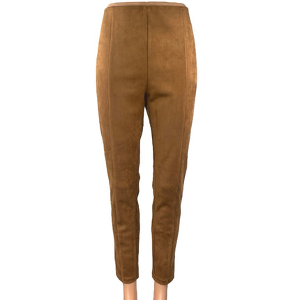 Ann Taylor LOFT Brown Faux Suede Skinny Leg High Waisted Trousers Dress Pants M