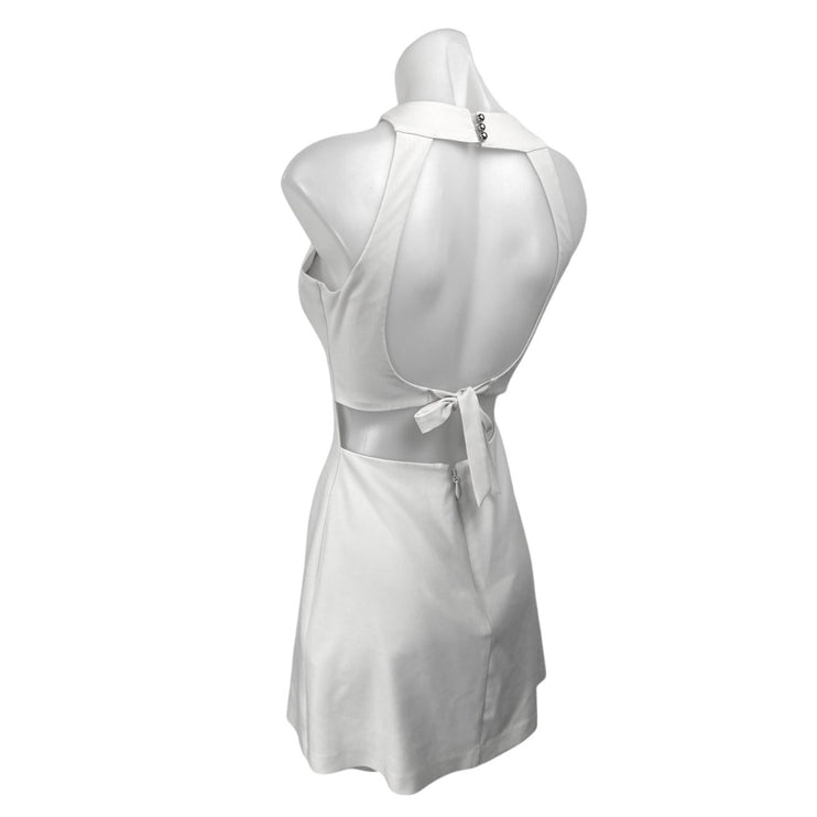 Bebe White Sleeveless Keyhole Cutout Backless Zipper Mini A-Line Dress Size 0