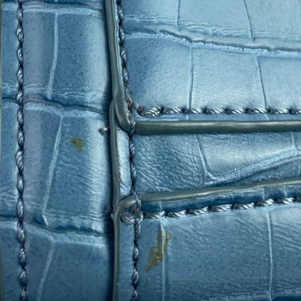 Zara Blue Faux Leather Vegan Croc Crossbody Chain Mini City Bag Handbag OS