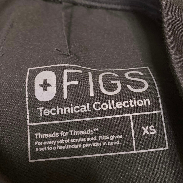 Figs Women's Black Drawstring Mid Rise Tapered Medical Nurse Scrub Pants Size XS