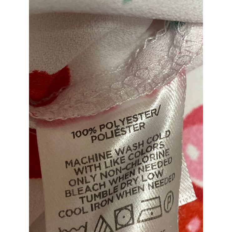 Ann Taylor Petite Raspberry Cherries Fruit Sleeveless Button Down Blouse Top S