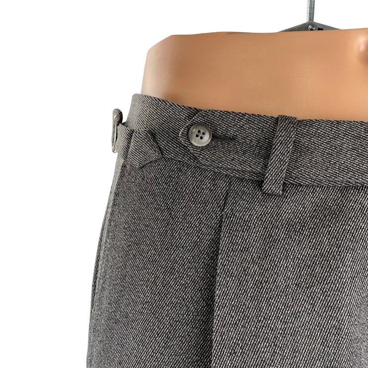 Ethomas 100% Wool Men's Gray High Rise Straight Chino Trousers Dress Pants Sz 36