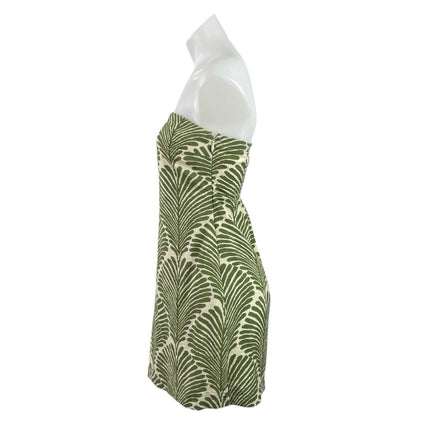 Abercrombie & Fitch Green Leaf Smocked Strapless Tube Bandeau Mini Dress Size S