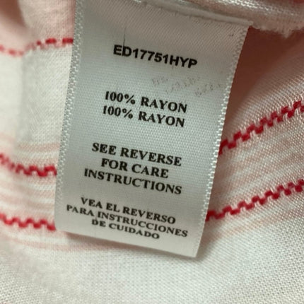 NEW En Creme White Red Striped V-neck Short Sleeve Maxi Kaftan Dress Size 18