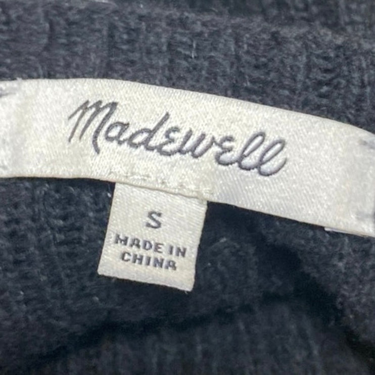 Madewell Women's Black Wool Cashmere Ribbed Knit Long Sleeve Sweater Top Size S