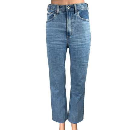Abercrombie & Fitch Blue Ankle Straight Ultra High Rise Denim Jeans Pants Sz 26
