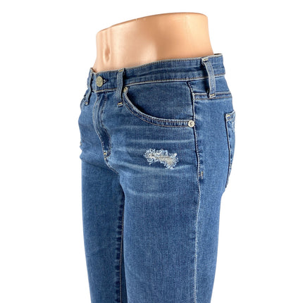 Adriano Goldschmied Blue Distressed Frayed Hem Super Skinny Denim Jeans Pant 28