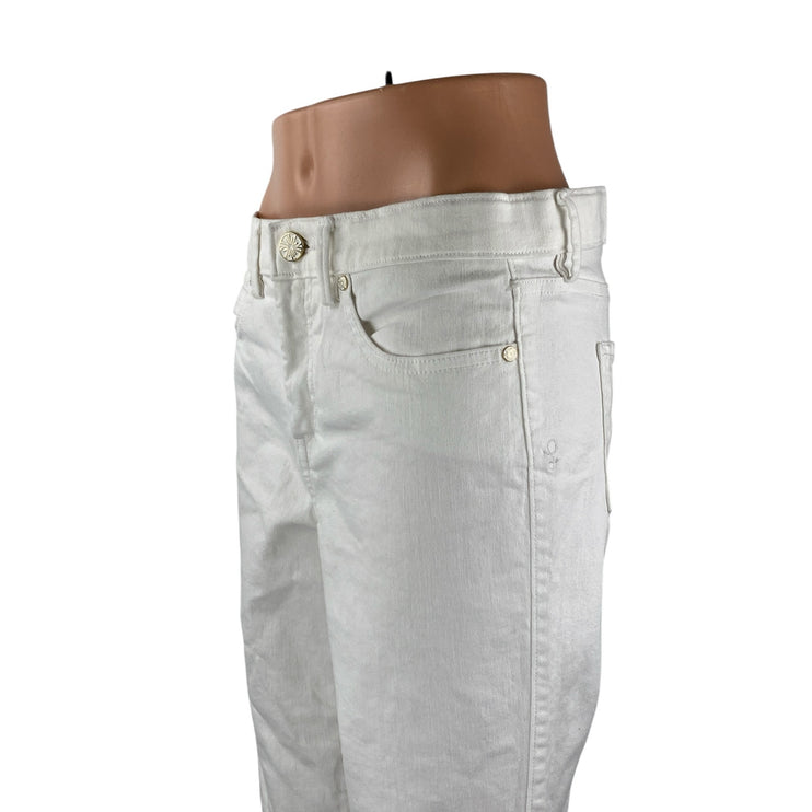 Lily Pulitzer Women's White Frayed Hem High Rise Straight Denim Jeans Pants 10