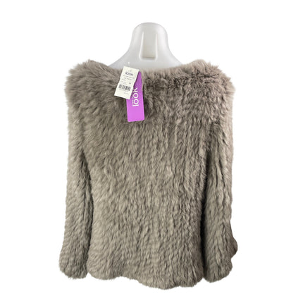 NEW New York Look Women's Taupe Faux Fur Plush Open Blazer Coat Jacket Size M