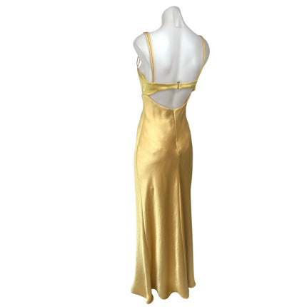 BEC & Bridge Carrie Yellow Satin Silk Sleeveless Cutout Cami Slip Midi Dress 4