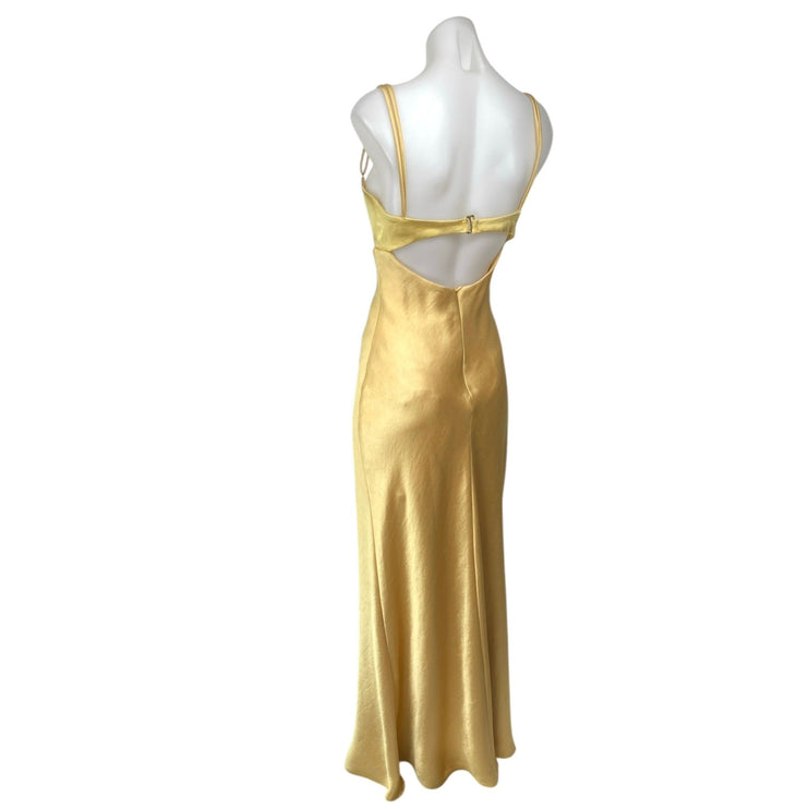 BEC & Bridge Carrie Yellow Satin Silk Sleeveless Cutout Cami Slip Midi Dress 4