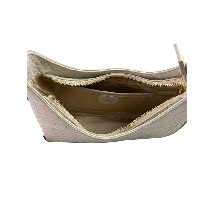 JW PEI Ruby White Croc Embossed Vegan Faux Leather Shoulder Crescent Handbag