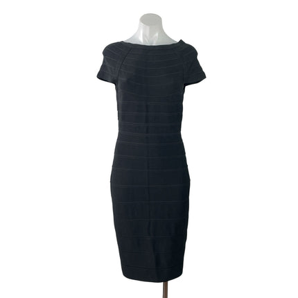 Ann Taylor Women's Black Short Sleeve Boat Neck Bandage Midi Sheath Dress MP