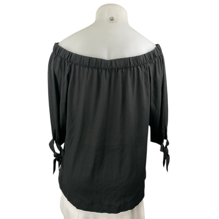 Ann Taylor LOFT Women's Black Off The Shoulder Half Sleeve Blouse Top Size L