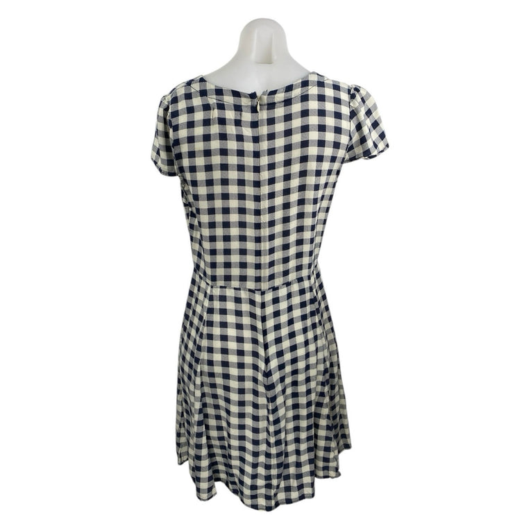 Ralph Lauren Denim & Supply Navy Blue Gingham Short Sleeve Lace Up Mini Dress 10