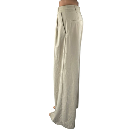 Zara Women's Beige High Waisted Pleated Wide Leg Trousers Dress Pants Size S