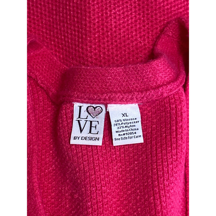 Love by Design Pink Sleeveless Pearl Button V-neck Knit Sweater Vest Tank Top XL