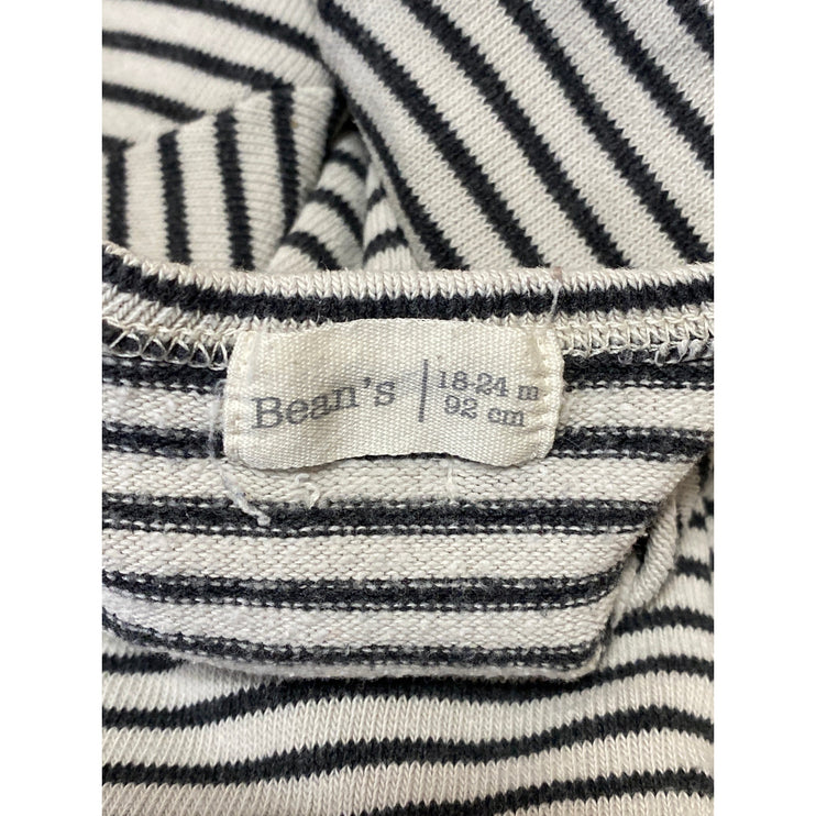 Bean's Baby Girls Black White Striped Long Sleeve Pockets A-line Dress 18-24M