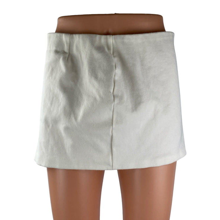 Oak+ Fort Women's White High Waisted Back Zip Casual Straight Mini Skirt Size 6