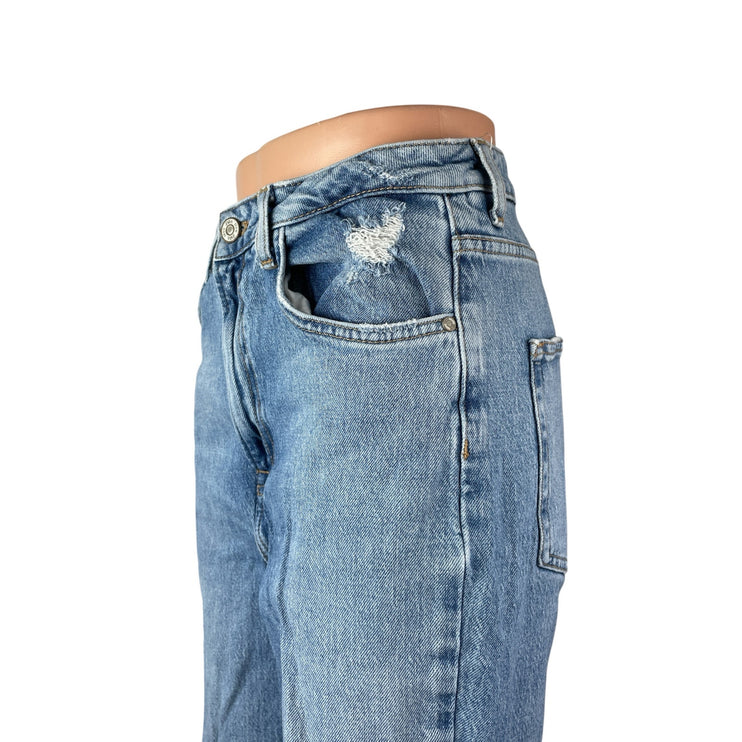 Zara Women's Light Blue Distressed High Rise Bootcut Flare Denim Jeans Pants 6