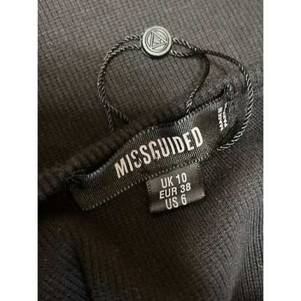 Missguided Womens Black Sleeveless Asymmetric Ruffle Hem Midi Tank Shift Dress 6