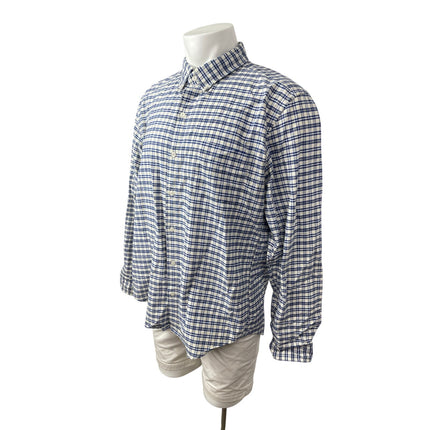 J.Crew Oxford Mens Blue Plaid Slim Fit Long Sleeve Button Down Shirt Top Size XL