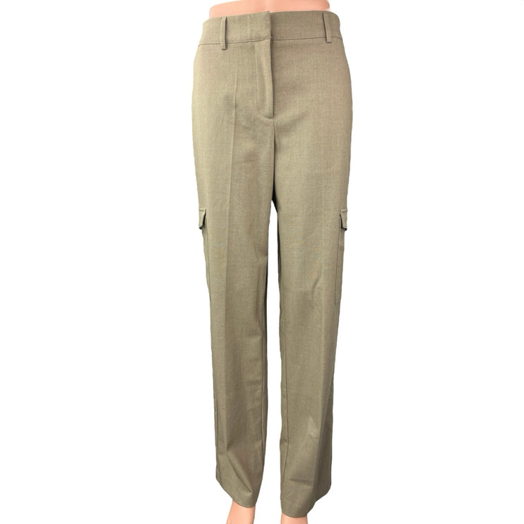 NA-KD Women's Tan Khaki High Rise Cargo Straight Trouser Dress Pants Size 36