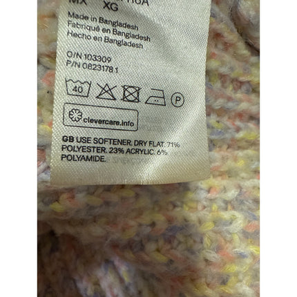 H&M Divided Beige Multicolor Chunky Knit Long Sleeve Crop Sweater Top Size XL