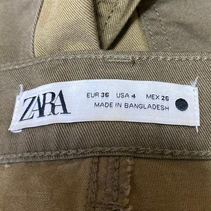 Zara Green Colorblock High Waisted Military Cargo Wide Leg Baggy Pants Size 4