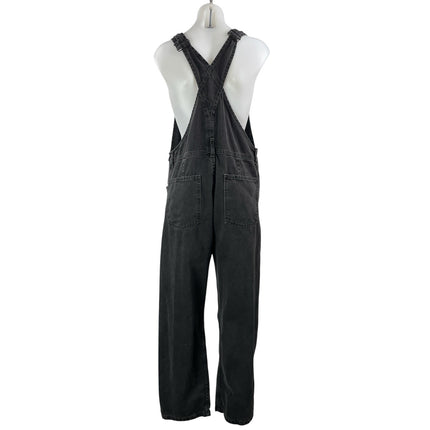 Free People Womens Black Washed Bib Straight Leg Denim Jean Overalls Jumpsuits M