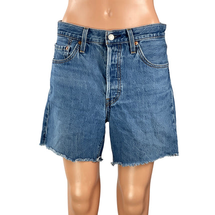Levi's Women's Blue High Waisted Frayed Raw Hem Cut Off Denim Jean Shorts Size S