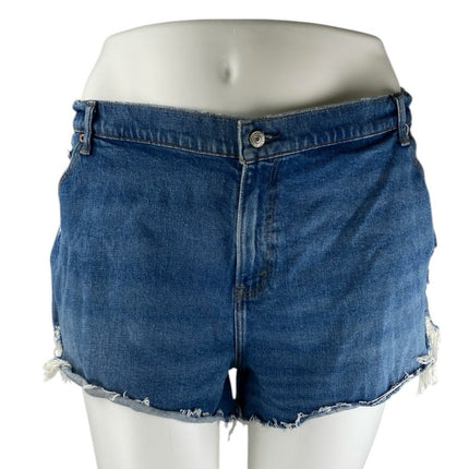 Abercrombie & Fitch The Mom Mid Rise Blue Distressed Denim Jean Shorts Size 37