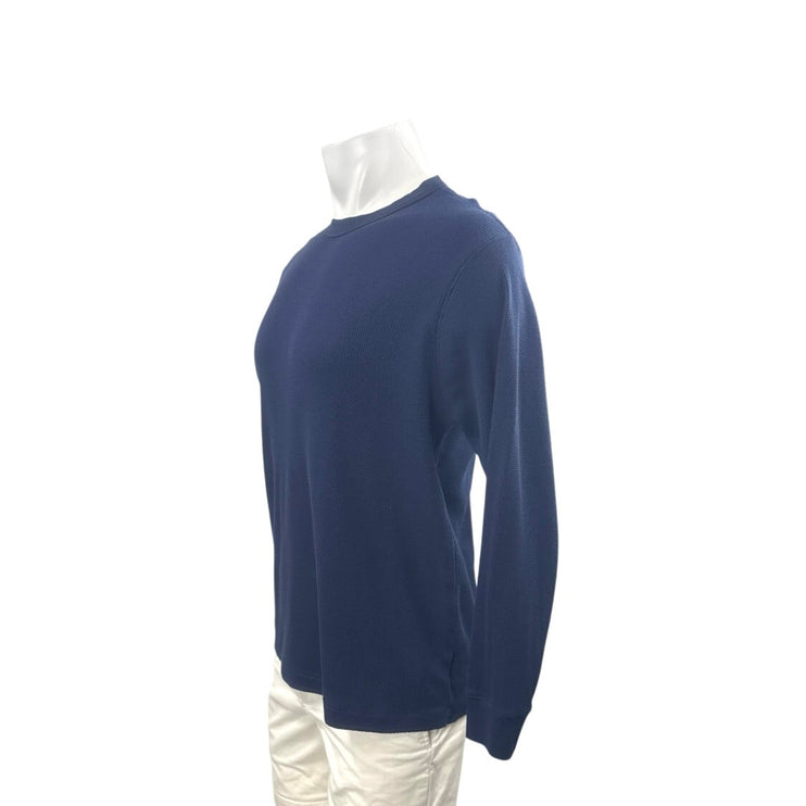 Gap Men's Navy Blue Waffle Knit Crew Neck Long Sleeve T Shirt Tee Top Size M