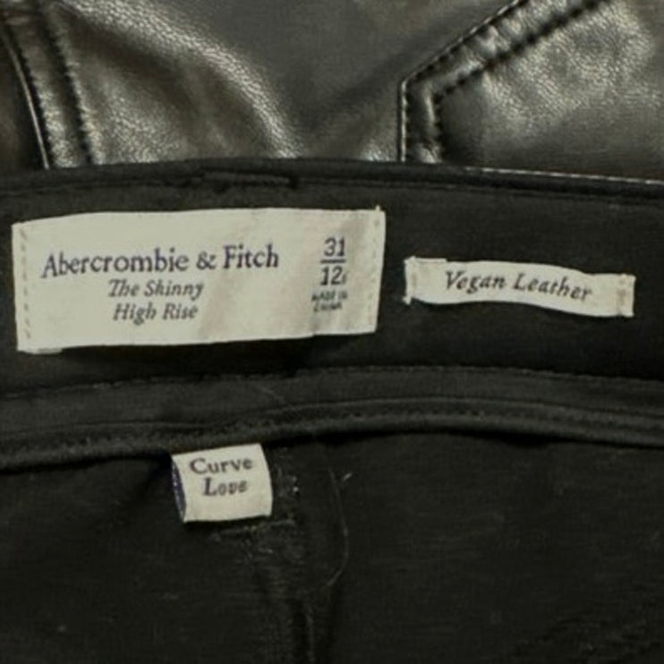 Abercrombie & Fitch The Shiny Women's Black Faux Leather Vegan Trousers Pants 32