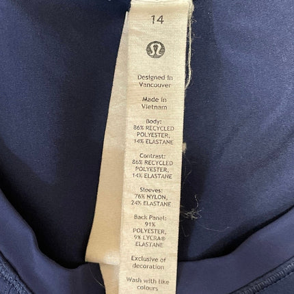 Lululemon Blue Short Sleeve Lightweight Stretch Running Tee T-Shirt Top Size 14