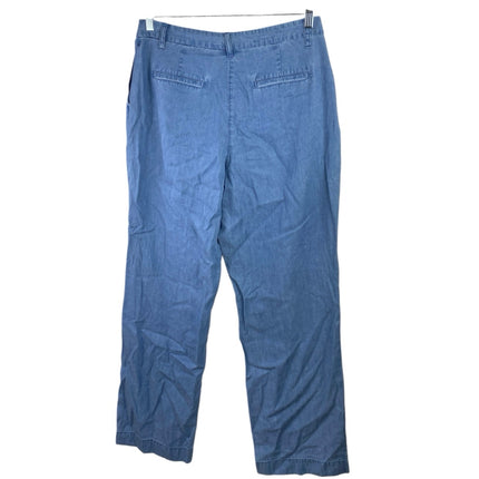 J.Crew Women's Blue High Waisted Pleated Straight Leg Chambray Denim Jeans Sz 12
