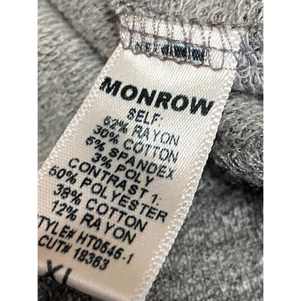 Monrow + Soul Cycle Gray Embroidered Long Sleeve Henley Sweater Top Size XL