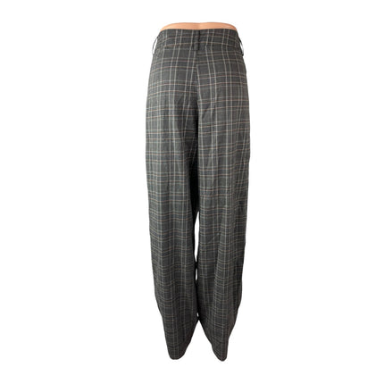 Motel Sakaria Check Pleated High Rise Palazzo Wide Leg Trousers Dress Pants 28
