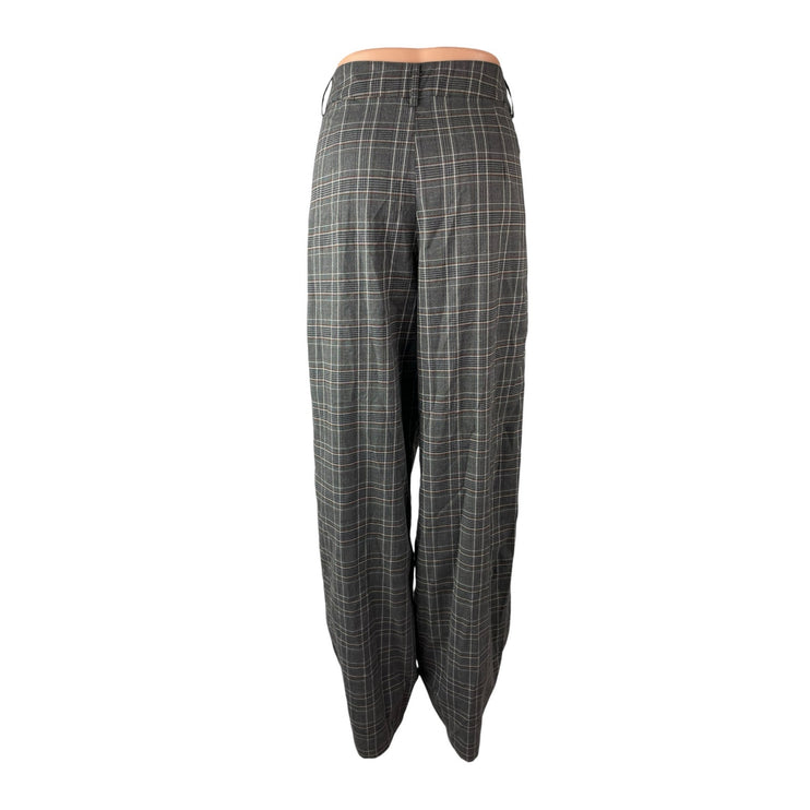 Motel Sakaria Check Pleated High Rise Palazzo Wide Leg Trousers Dress Pants 28