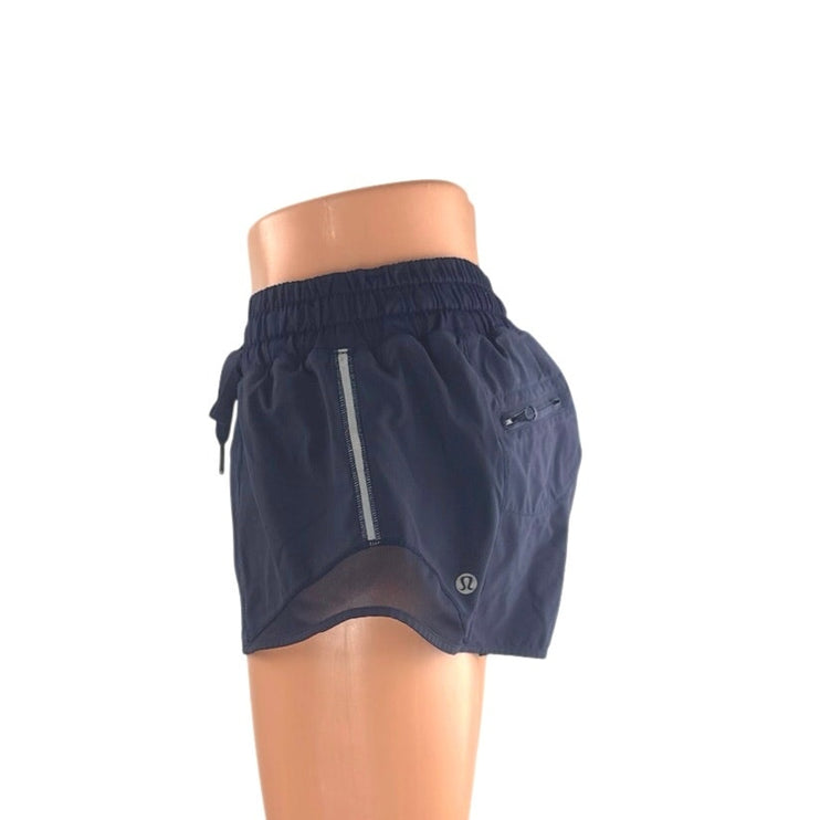 Lululemon Navy Blue Reflective Mesh Yoga Running Workout Gym Athletic Shorts 6